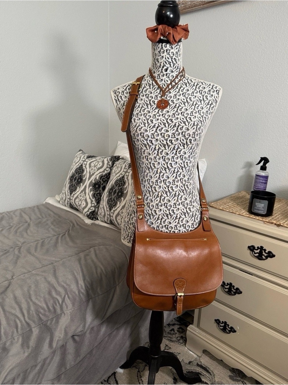 Patricia Nash Saddle Crossbody Bag in Cognac Brown